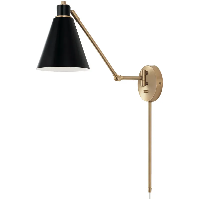Bradley 1 Light 7 inch Aged Brass and Black Sconce Wall Light