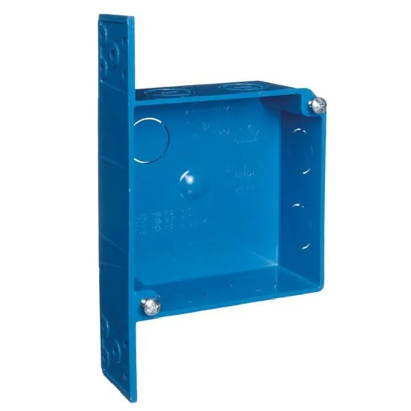 4" Square Switch/Outlet Box with Bracket, Depth: 1-1/2", Non-Metallic