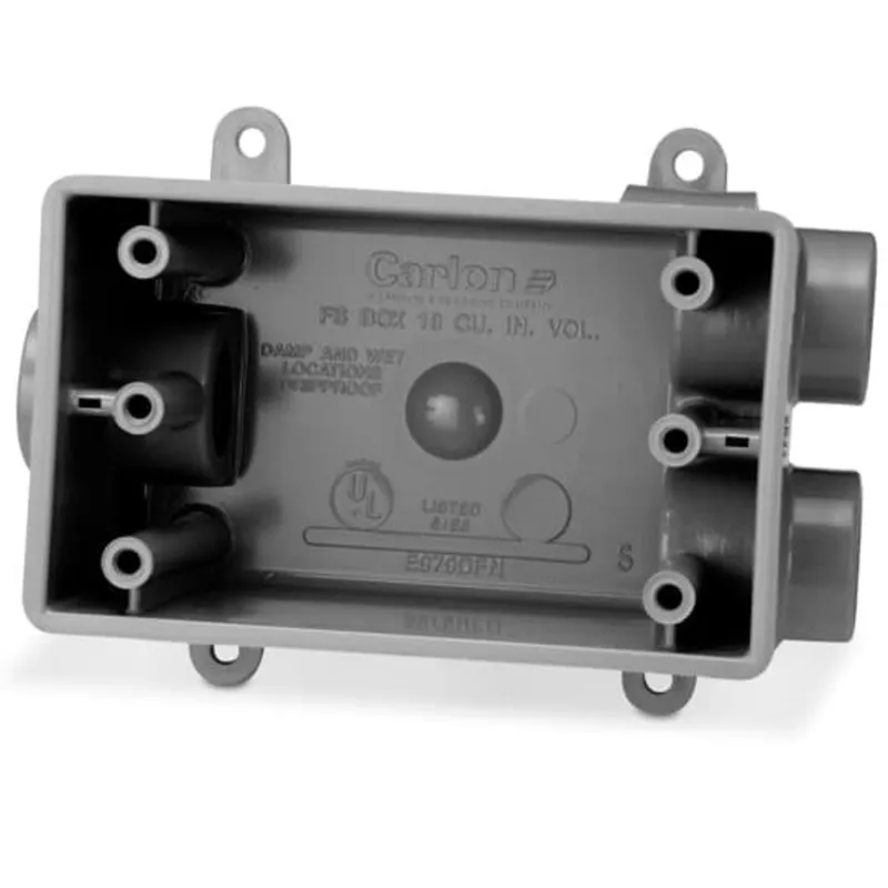 Weatherproof Box, FSCC Type, 1 Gang, (3) 3/4" Outlets, 2.42" Deep, Non-Metallic