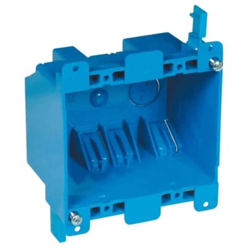 Switch/Outlet Box, 2-Gang, Depth: 2-3/4", Ear Brackets, Non-Metallic