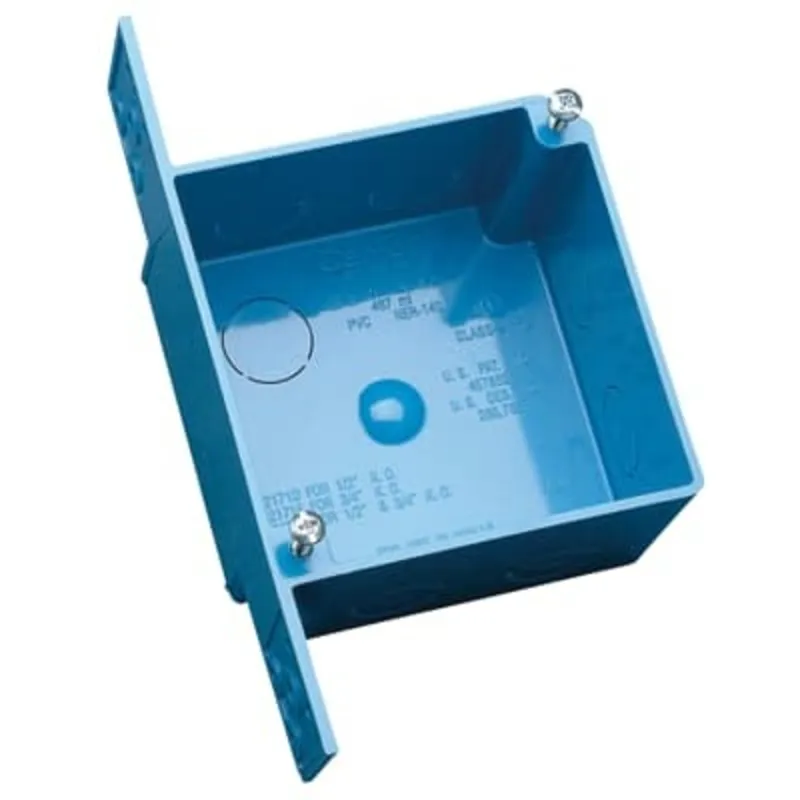 4" Square, Outlet/Switch Box, Depth: 2-3/8", Non-Metallic