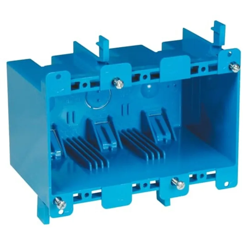 Switch/Outlet Box, 3-Gang, Depth: 3.69", Ear Brackets, Non-Metallic