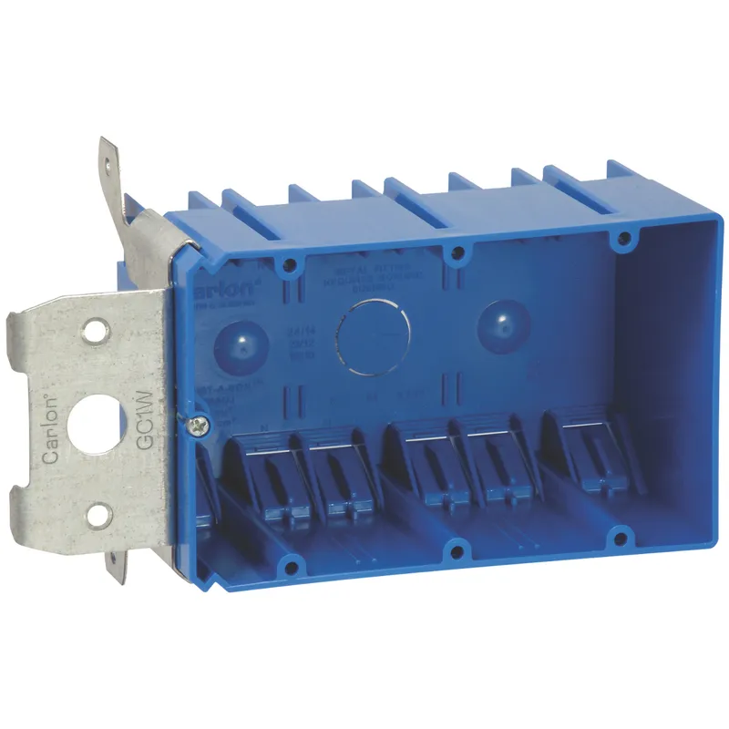 Switch/Outlet Box, 3-Gang, Adjustable, Depth: 3", Non-Metallic