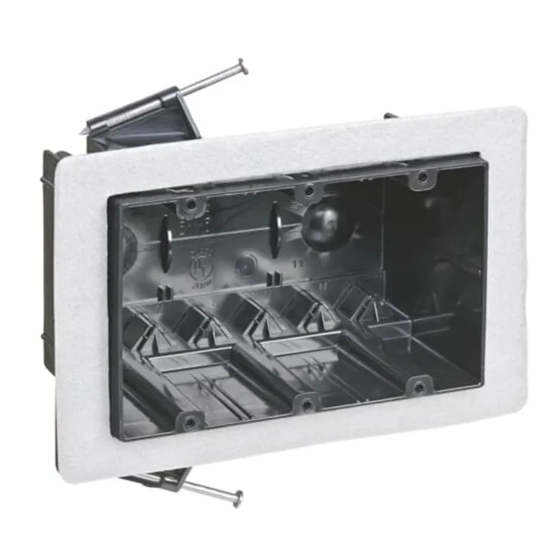 Cable Box, 3-Gang, Depth: 3-1/4", Nail-On, Non-Metallic