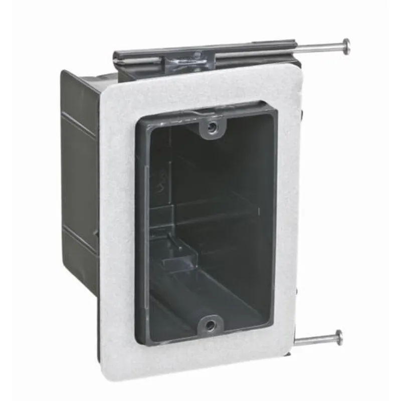 Switch/Outlet Box, 1-Gang, Depth: 3-5/8", Nail-On, Non-Metallic