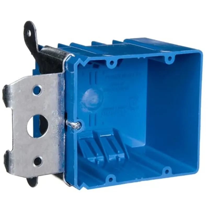 Switch/Outlet Box, 2-Gang, Adjustable, Depth: 3", Non-Metallic