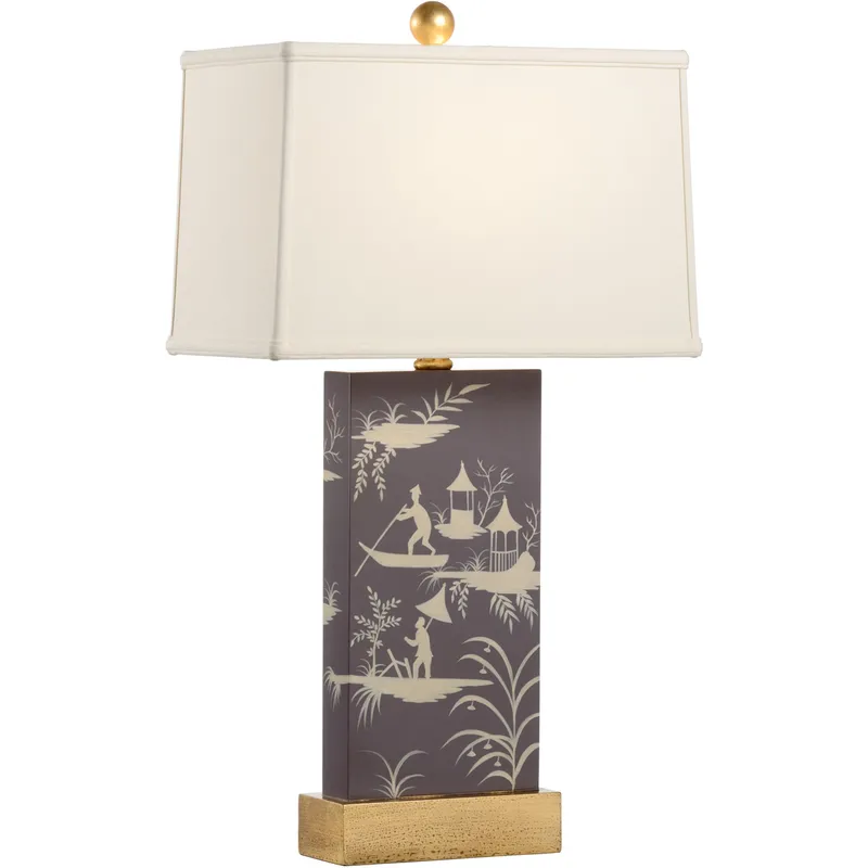 Pam Cain 28 inch 100.00 watt Plum/Cream/Antique Gold Table Lamp Portable Light