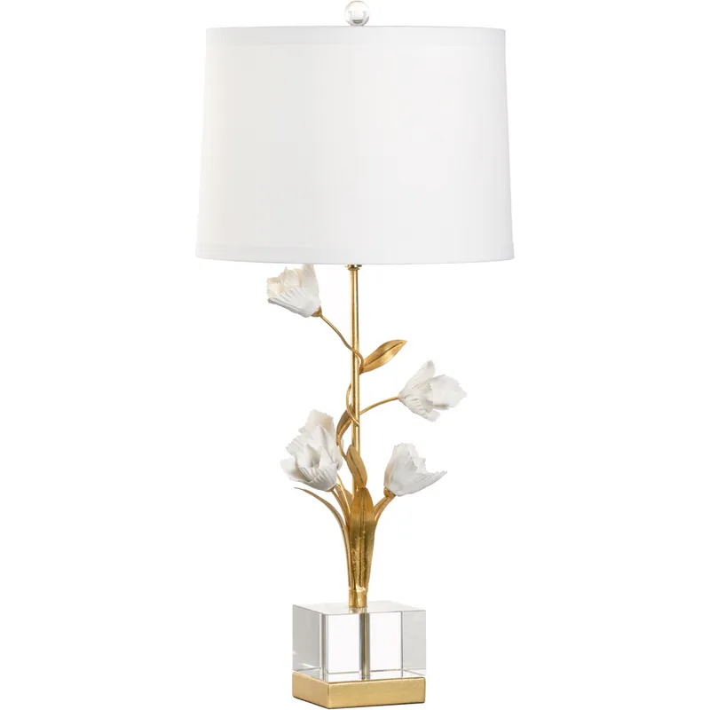 Chelsea House 31 inch 100.00 watt Antique Gold Leaf/Matte White Glaze/Clear Table Lamp Portable Light