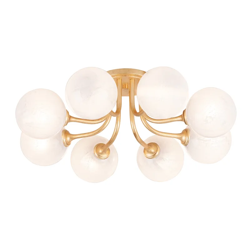 Onyx 8 Light 25 inch Vintage Gold Leaf Semi Flush Mount Ceiling Light