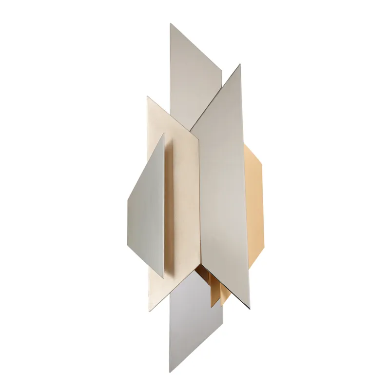 Modernist 2 Light 12 inch Polished Stainless with Silver and Gold Leaf Wall Sconce Wall Light in 30.00