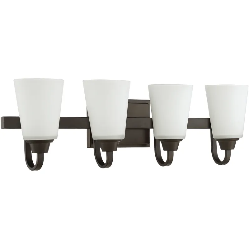 Neighborhood Grace 4 Light 27.5 inch Espresso Vanity Light Wall Light in White Frosted Glass, Jeremiah