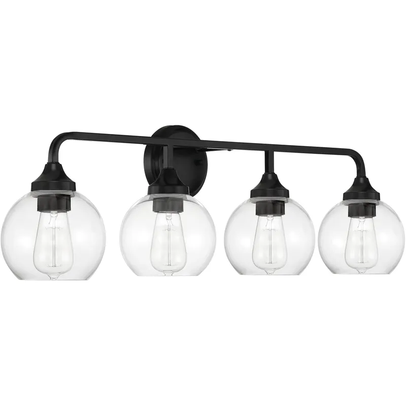 Glenda 4 Light 32 inch Flat Black Vanity Light Wall Light
