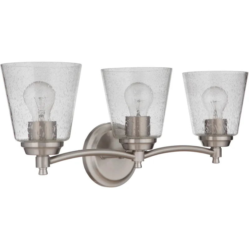 Neighborhood Tyler 3 Light 23 inch Brushed Polished Nickel Vanity Light Wall Light in Clear Seeded, Neighborhood Collection