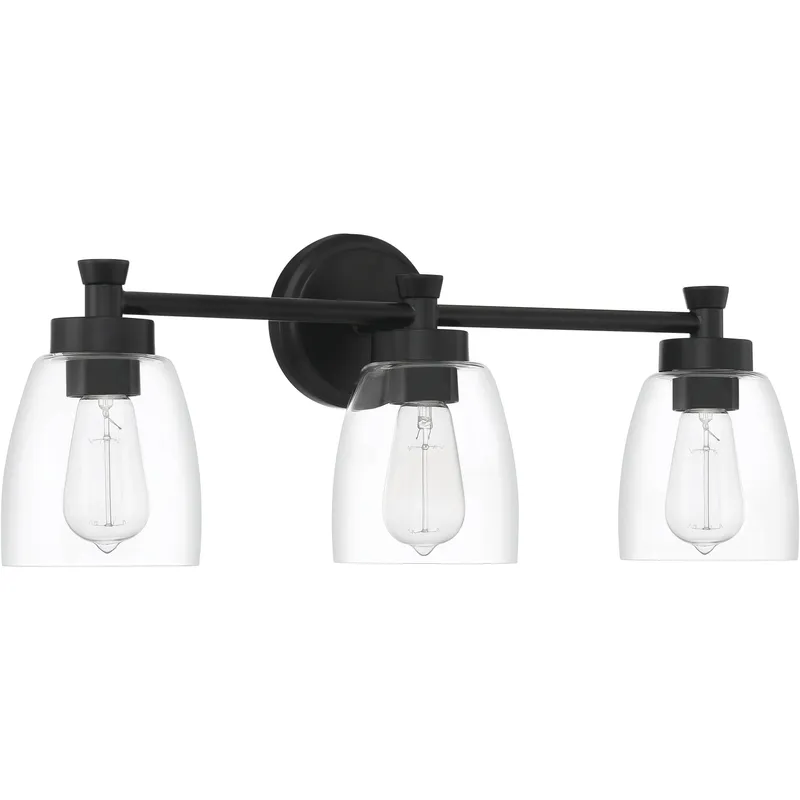 Henning 3 Light 24 inch Flat Black Vanity Light Wall Light