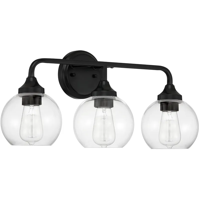 Glenda 3 Light 23 inch Flat Black Vanity Light Wall Light