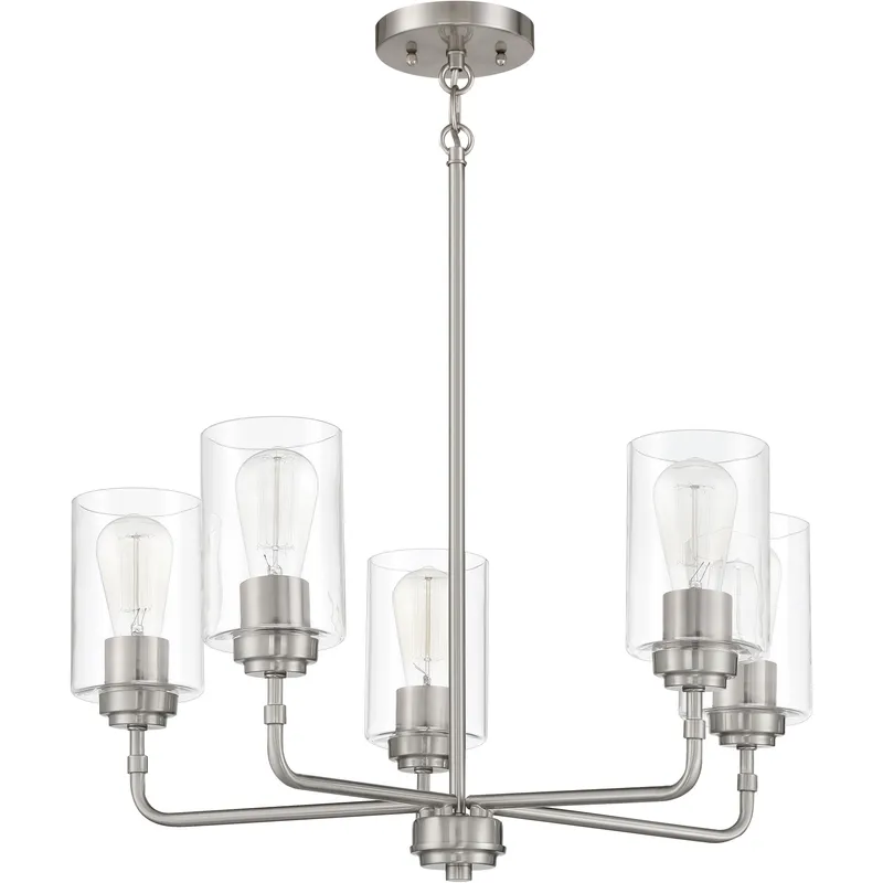 Stowe 5 Light 23 inch Brushed Polished Nickel Chandelier Ceiling Light