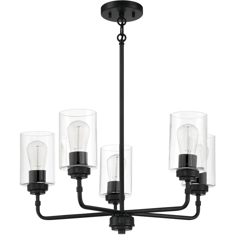 Stowe 5 Light 23 inch Flat Black Chandelier Ceiling Light