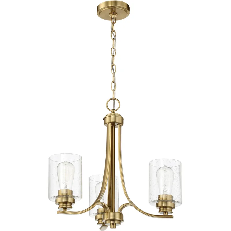 Bolden 3 Light 18 inch Satin Brass Chandelier Ceiling Light in Clear Seeded