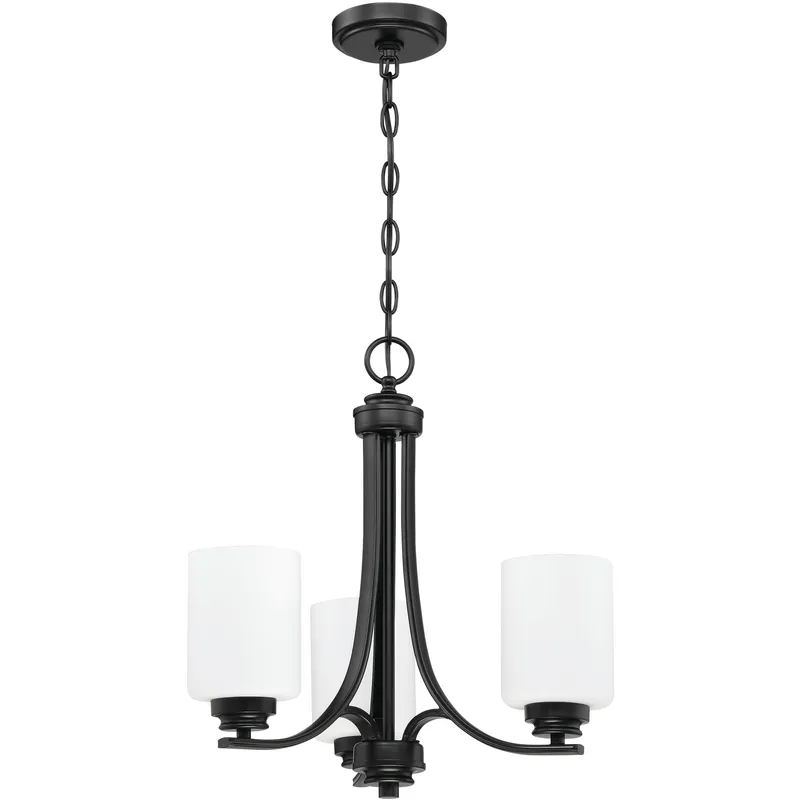 Neighborhood Bolden 3 Light 18 inch Flat Black Chandelier Ceiling Light in White Frosted Glass, Neighborhood Collection