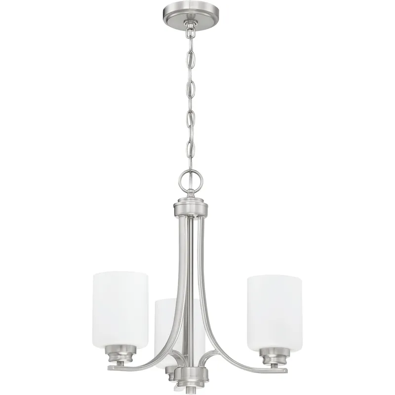 Neighborhood Bolden 3 Light 18 inch Brushed Polished Nickel Chandelier Ceiling Light in White Frosted Glass, Neighborhood Collection
