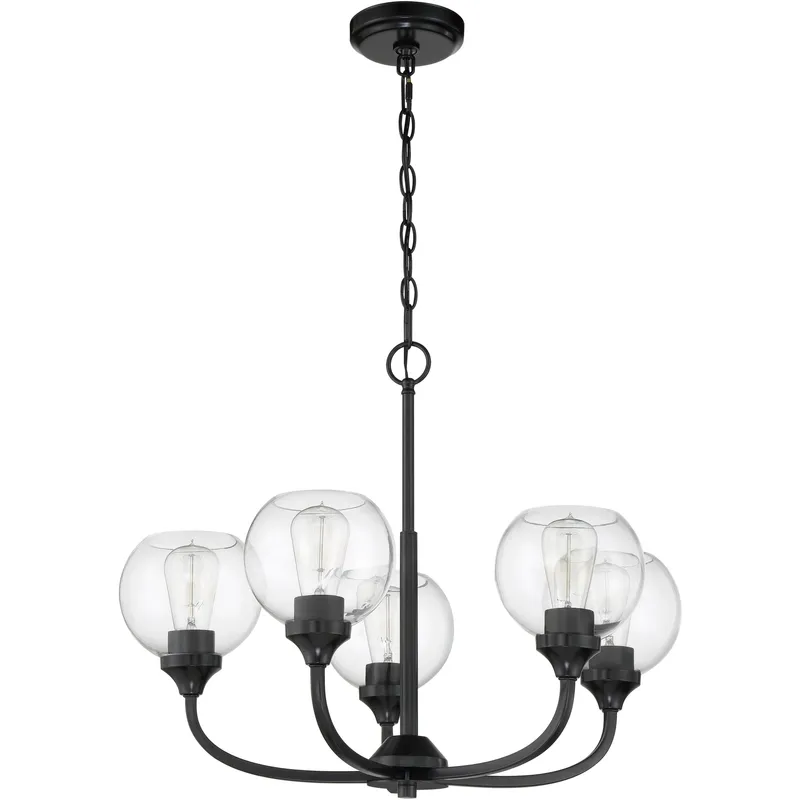 Glenda 5 Light 23.75 inch Flat Black Chandelier Ceiling Light