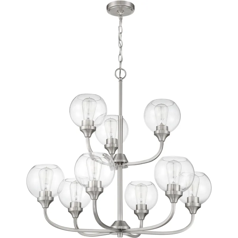 Glenda 9 Light 29.5 inch Brushed Polished Nickel Chandelier Ceiling Light