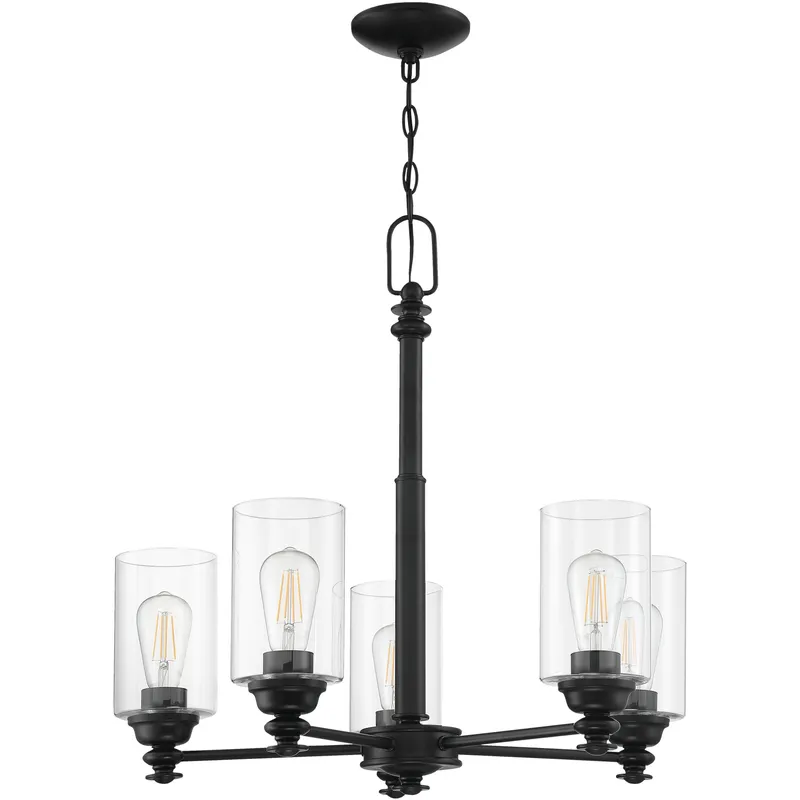 Neighborhood Dardyn 5 Light 25 inch Flat Black Chandelier Ceiling Light in Clear Glass