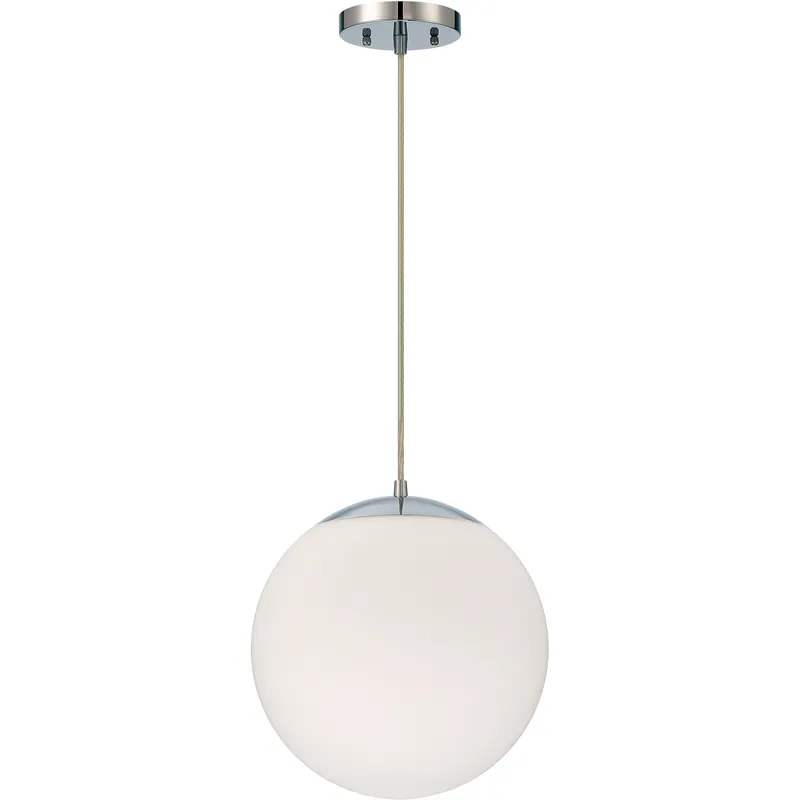 Gaze 1 Light 11.88 inch Chrome Pendant Ceiling Light in White Frosted Glass