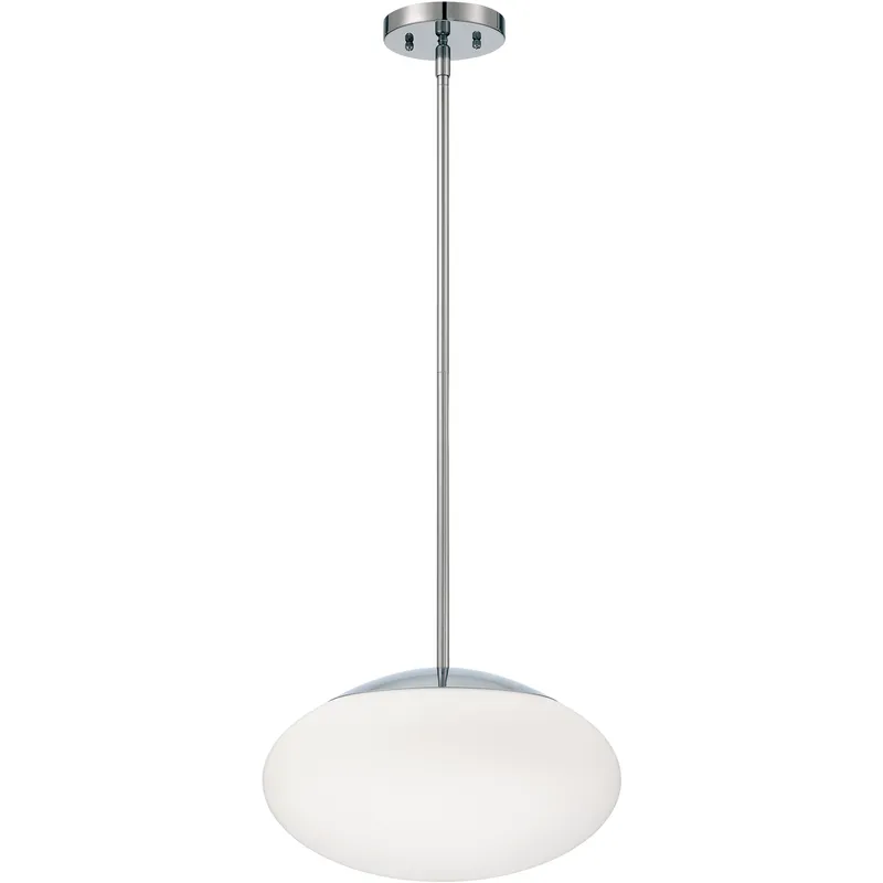 Gaze 1 Light 14 inch Chrome Pendant Ceiling Light in White Frosted Glass, Oval