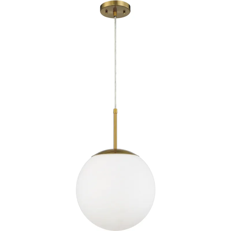 Gaze 1 Light 11.88 inch Satin Brass Pendant Ceiling Light in White Frosted Glass