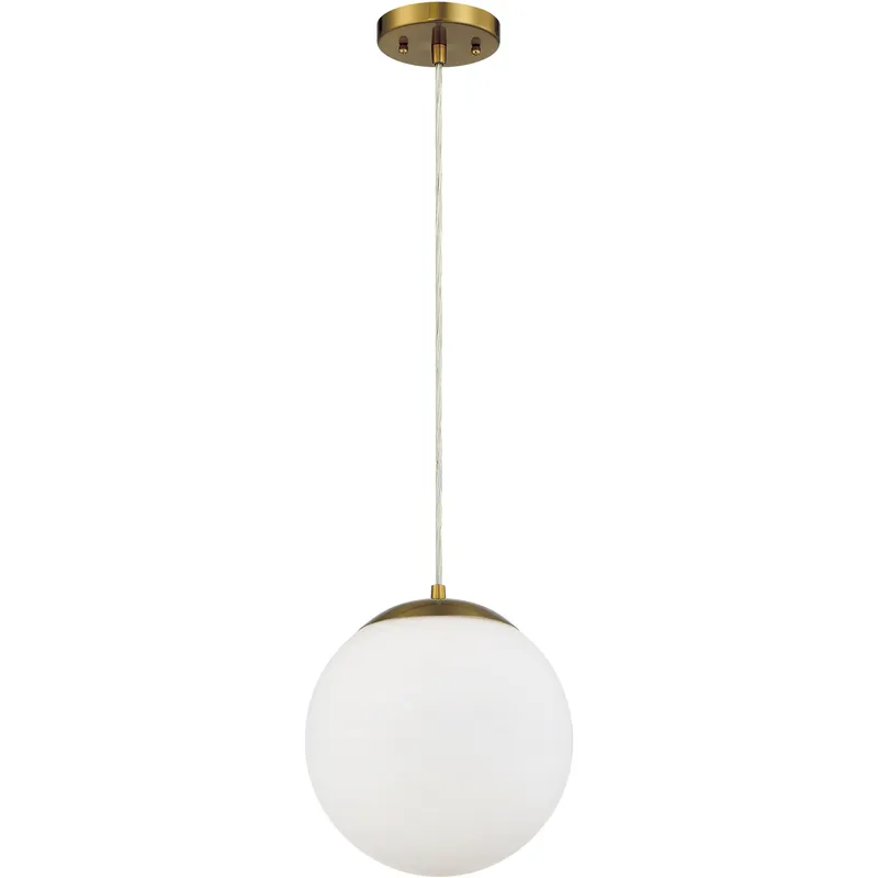 Gaze 1 Light 10 inch Satin Brass Pendant Ceiling Light in White Frosted Glass