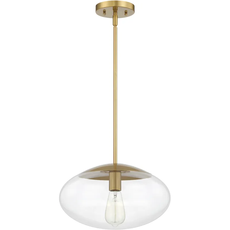 Gaze 1 Light 14 inch Satin Brass Pendant Ceiling Light in Clear Glass, Oval