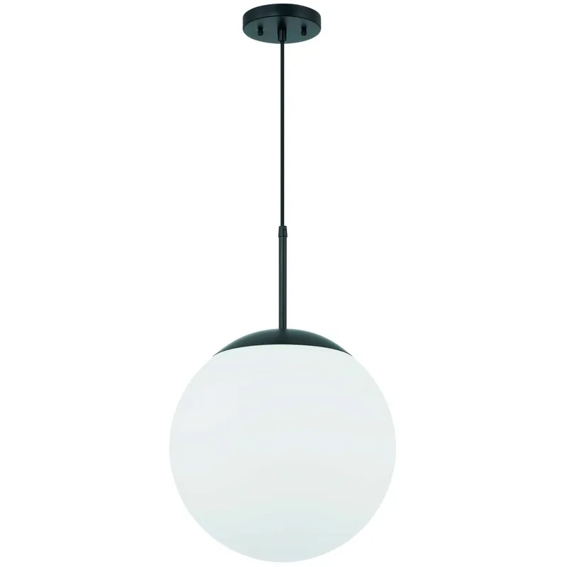 Gaze 1 Light 11.88 inch Flat Black Pendant Ceiling Light in White Frosted Glass