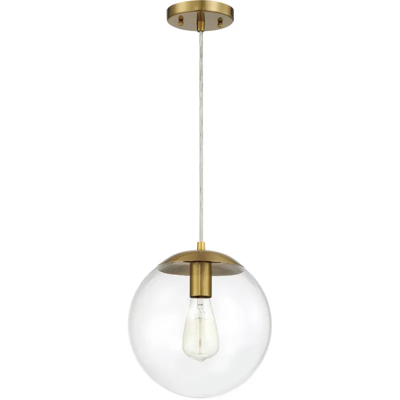Gaze 1 Light 10 inch Satin Brass Pendant Ceiling Light in Clear Glass
