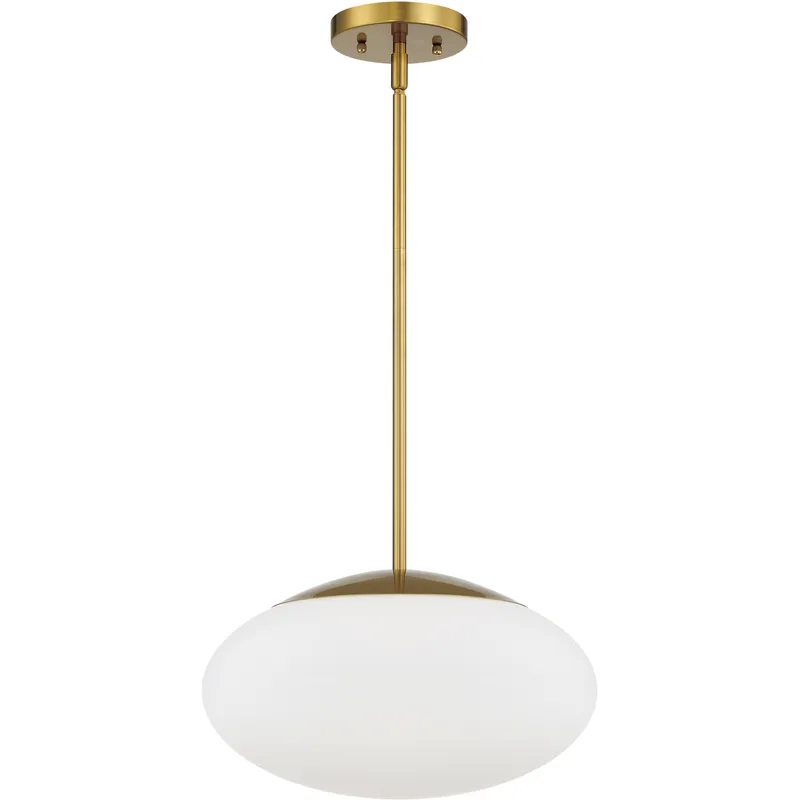 Gaze 1 Light 14 inch Satin Brass Pendant Ceiling Light in White Frosted Glass, Oval