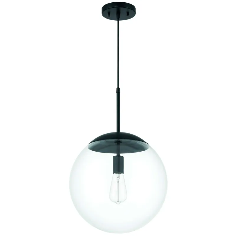 Gaze 1 Light 11.88 inch Flat Black Pendant Ceiling Light in Clear Glass