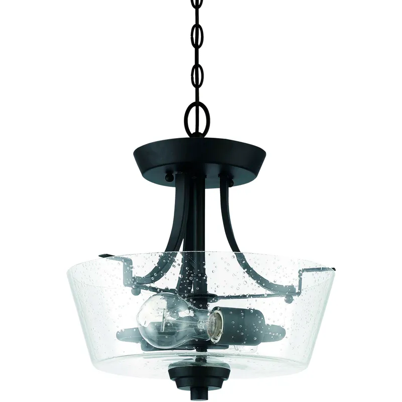 Neighborhood Grace 2 Light 13 inch Espresso Convertible Semi Flush Ceiling Light in Clear Seeded, Neighborhood Collection