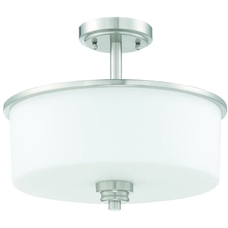 Neighborhood Bolden 2 Light 13 inch Brushed Polished Nickel Convertible Semi Flush Ceiling Light in White Frost Glass, Neighborhood Collection