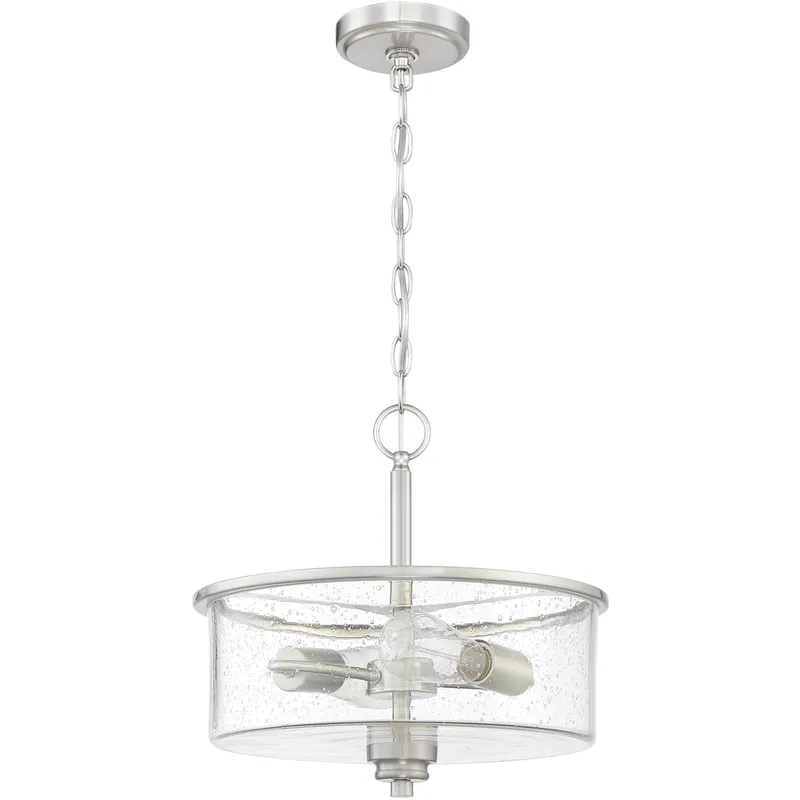 Neighborhood Bolden 2 Light 13 inch Brushed Polished Nickel Convertible Semi Flush Ceiling Light in Clear Seeded, Neighborhood Collection