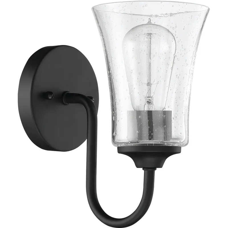 Neighborhood Gwyneth 1 Light 5 inch Flat Black Wall Sconce Wall Light in Clear Seeded, Neighborhood Collection