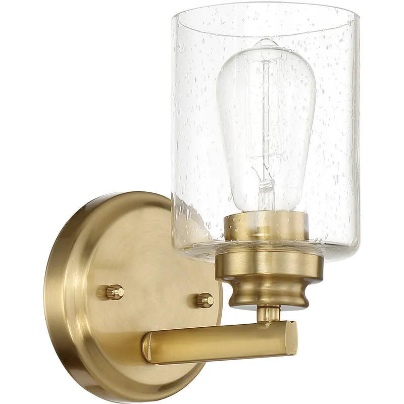 Bolden 1 Light 5 inch Satin Brass Wall Sconce Wall Light in Clear Seeded