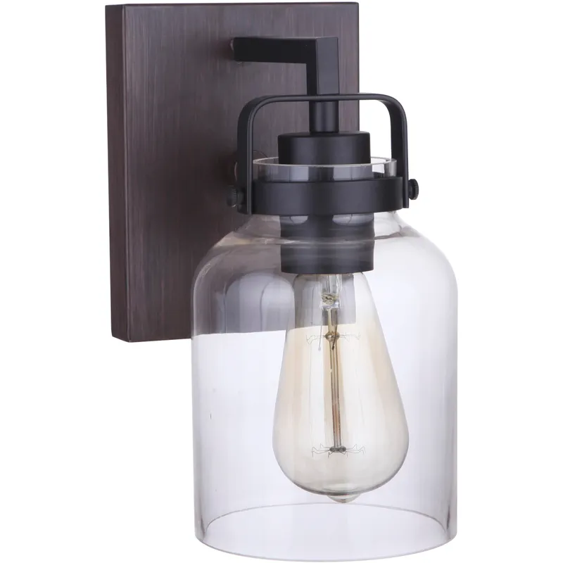 Foxwood 1 Light 5 inch Flat Black with Dark Teak Wall Sconce Wall Light in Flat Black/Dark Teak