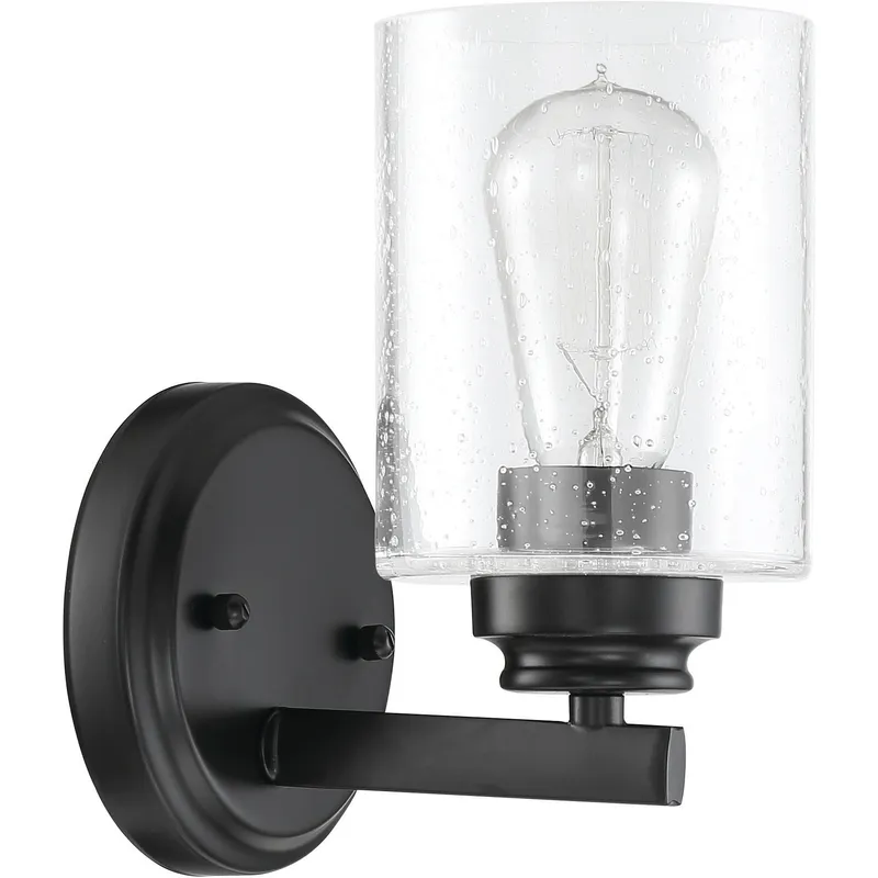 Neighborhood Bolden 1 Light 5 inch Flat Black Wall Sconce Wall Light in Clear Seeded, Neighborhood Collection