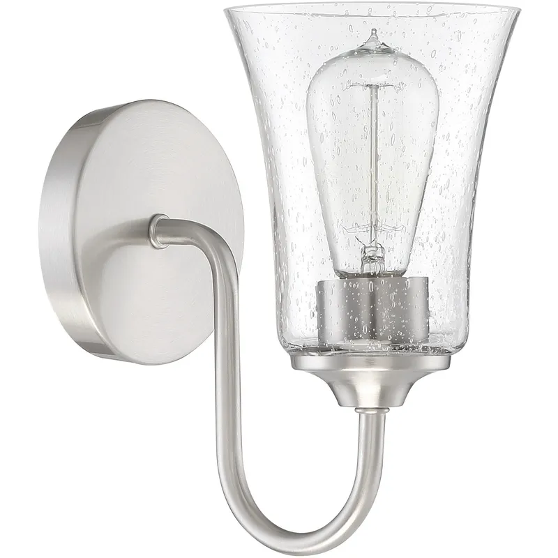 Neighborhood Gwyneth 1 Light 5 inch Brushed Polished Nickel Wall Sconce Wall Light in Clear Seeded, Neighborhood Collection