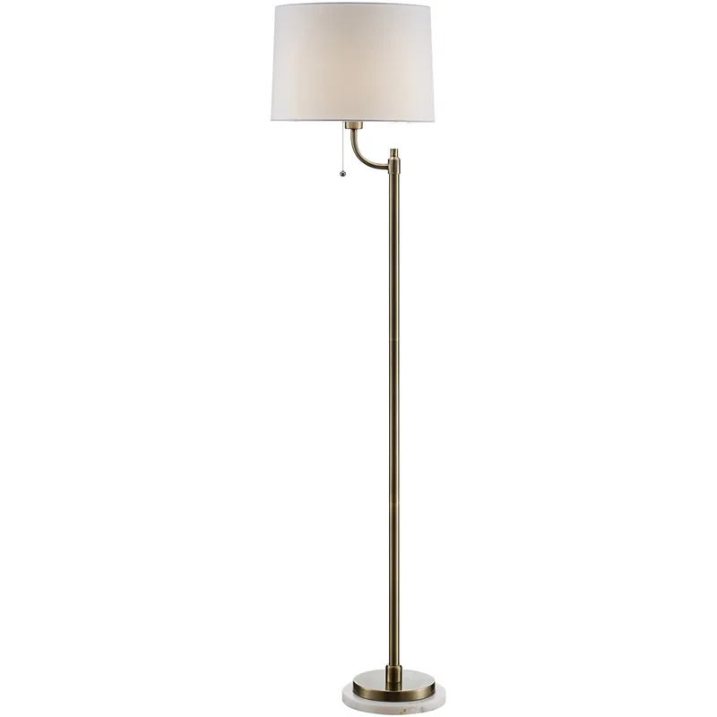 Nash 66 inch 100.00 watt White and Honey Brass Floor Lamp Portable Light