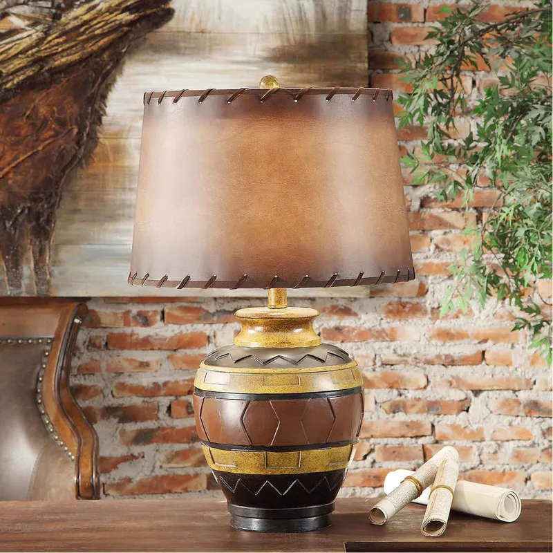 Dakota 24 inch 150 watt Resin Pottery Table Lamp Portable Light