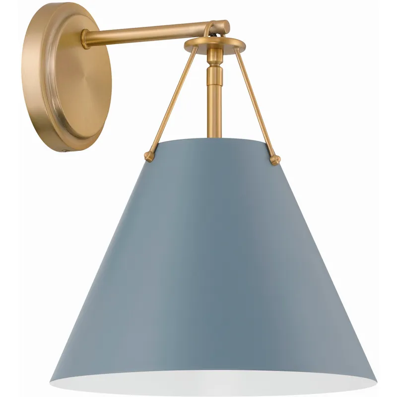 Xavier Bath Sconce Wall Light in Vibrant Gold and Blue