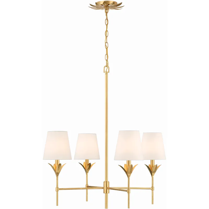 Broche 4 Light 28 inch Antique Gold Chandelier Ceiling Light