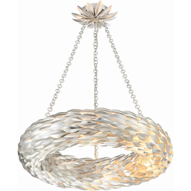 Broche 6 Light 24 inch Antique Silver Chandelier Ceiling Light