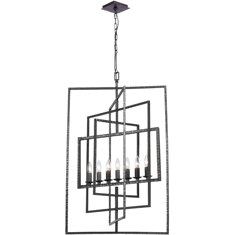 Capri 7 Light 24 inch Raw Steel Lantern Chandelier Ceiling Light